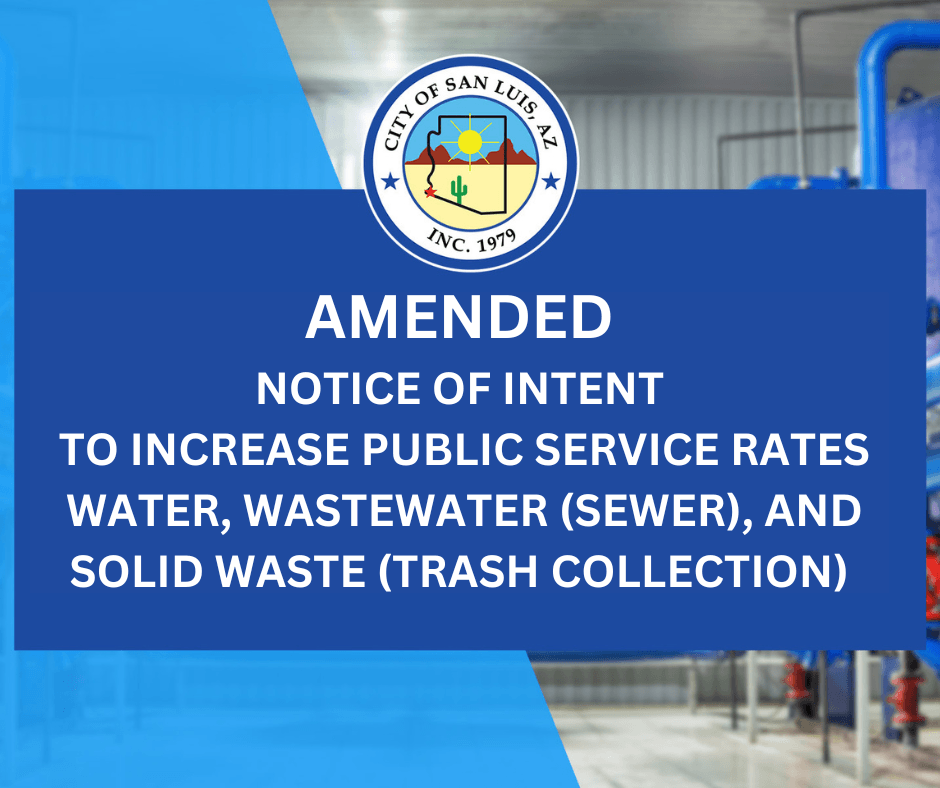 AMENDED Notice of intent to increase Water, Wastewater, and Solid Waste Rates