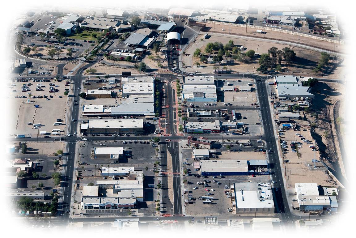 Aerial View of Streets and Buildings